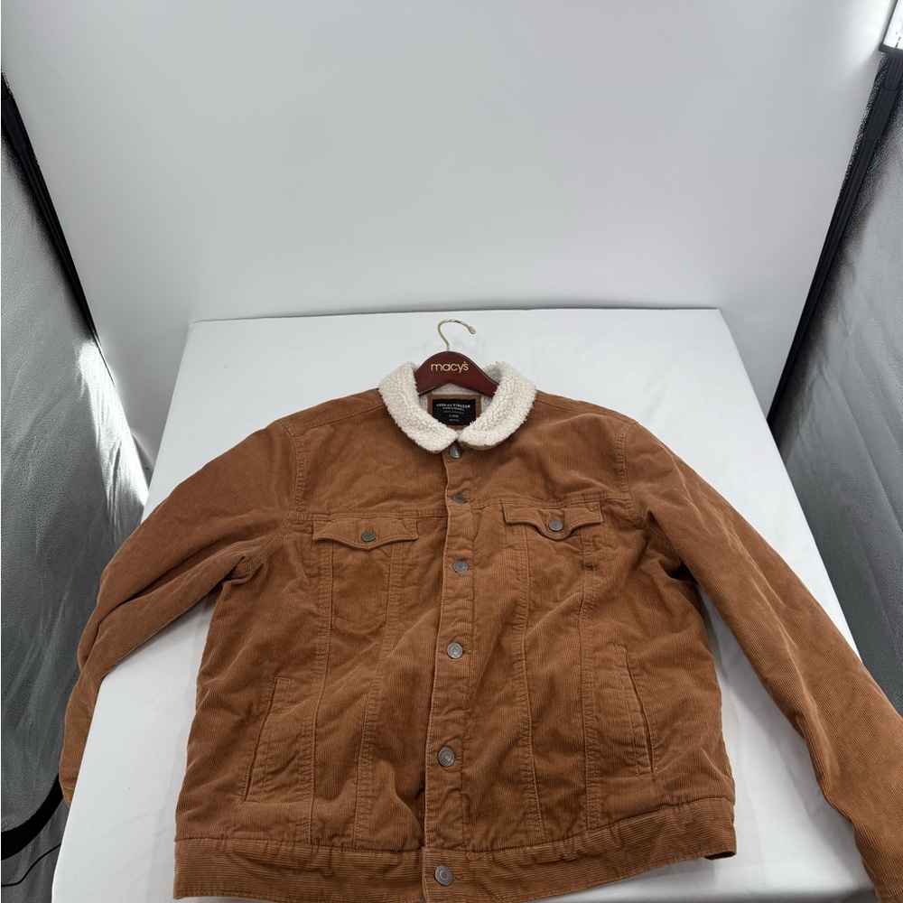 Corduroy fully sherpa lined Sunrise Kingdom trucker/jean Jacket- Tan Size XL